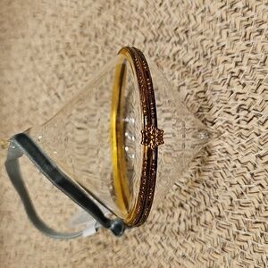 New Hearth And Hand Elegant Glass Hinged Ornament with Brass Accent